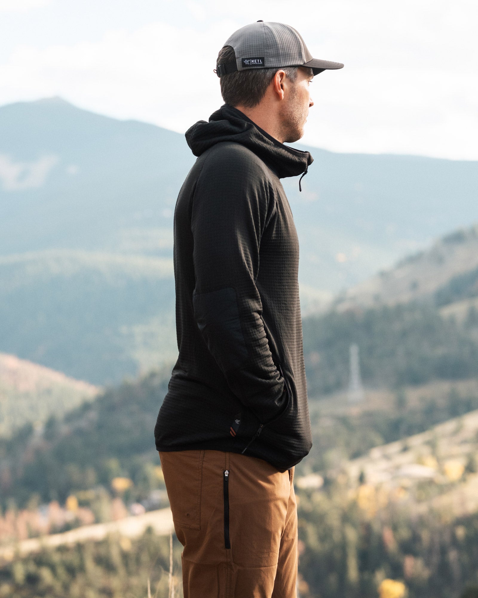 KETL RLT Merino Thermal Hoodie | Durable Outdoor Grid Thermal Hoodie